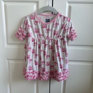 Girls Kickee Pants Pink & White Ruffle Tee Top or Dress